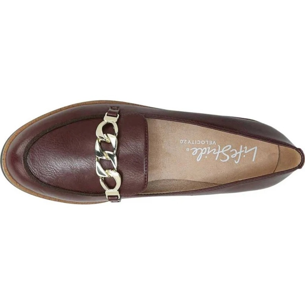 Life Stride Maroon and Gold Flats with Chain Detail
